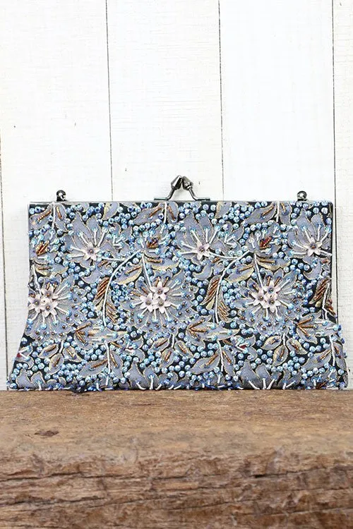 Vintage Inspired Floral Beaded Clutch