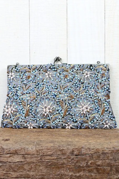Vintage Inspired Floral Beaded Clutch