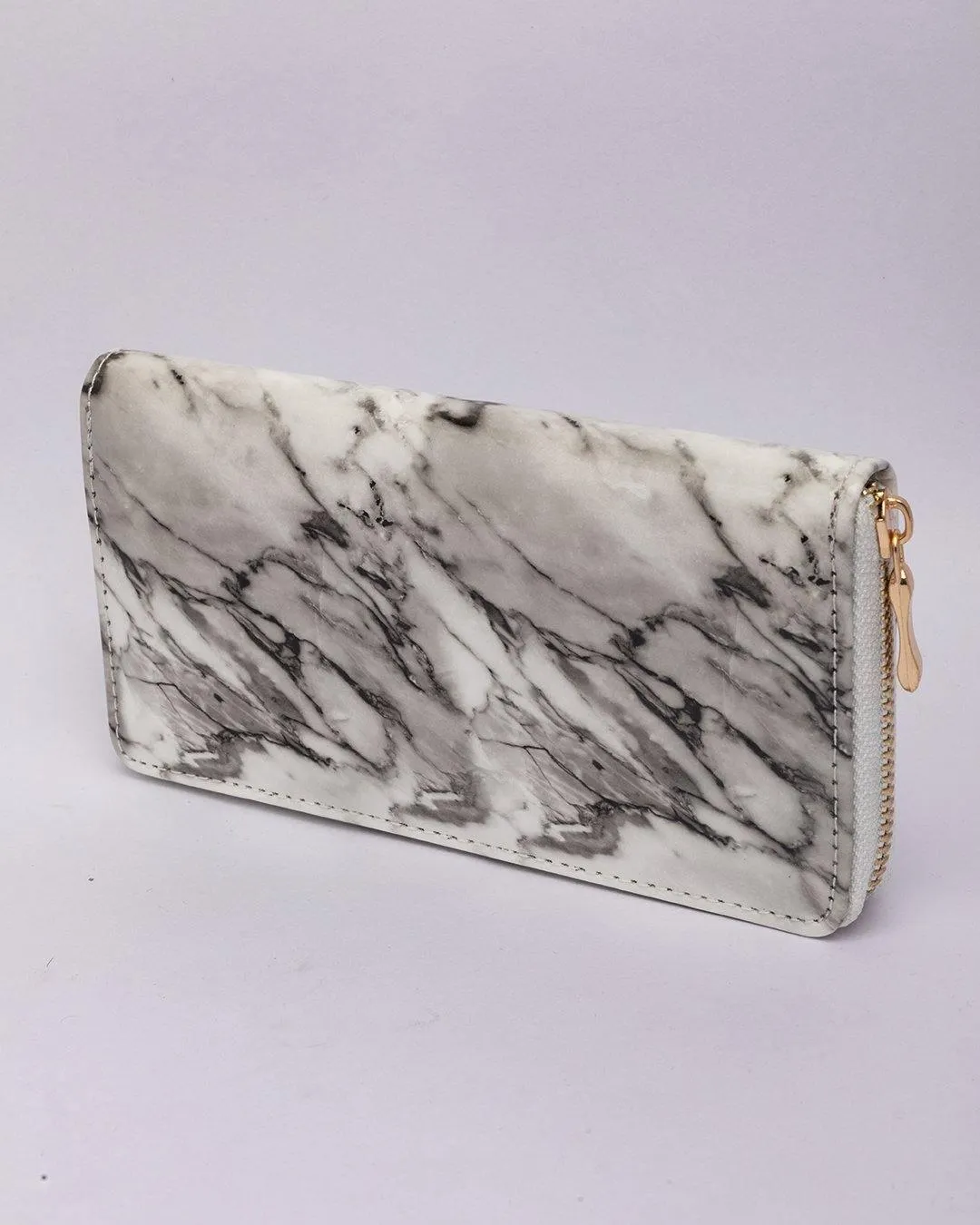 Wallet, Purse, for Women, Abstract Design, White, Rexine