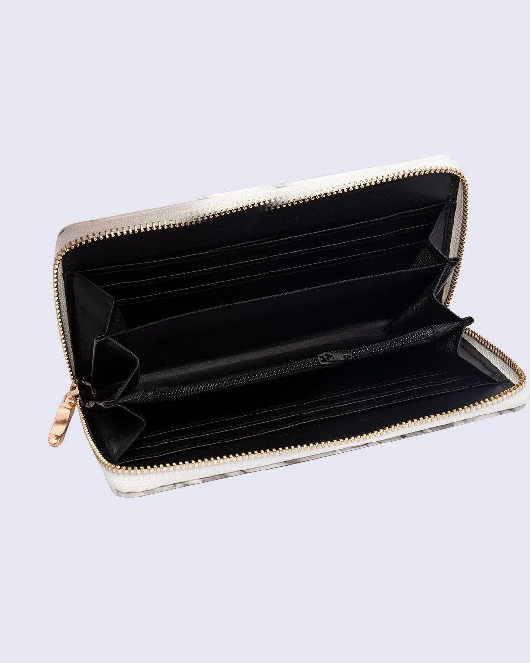 Wallet, Purse, for Women, Abstract Design, White, Rexine
