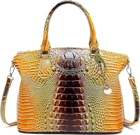 Women Purse Vegan Leather Crocodile-Embossed Pattern With Removable Shoulder Strap Top Handle Large Shoulder Bags