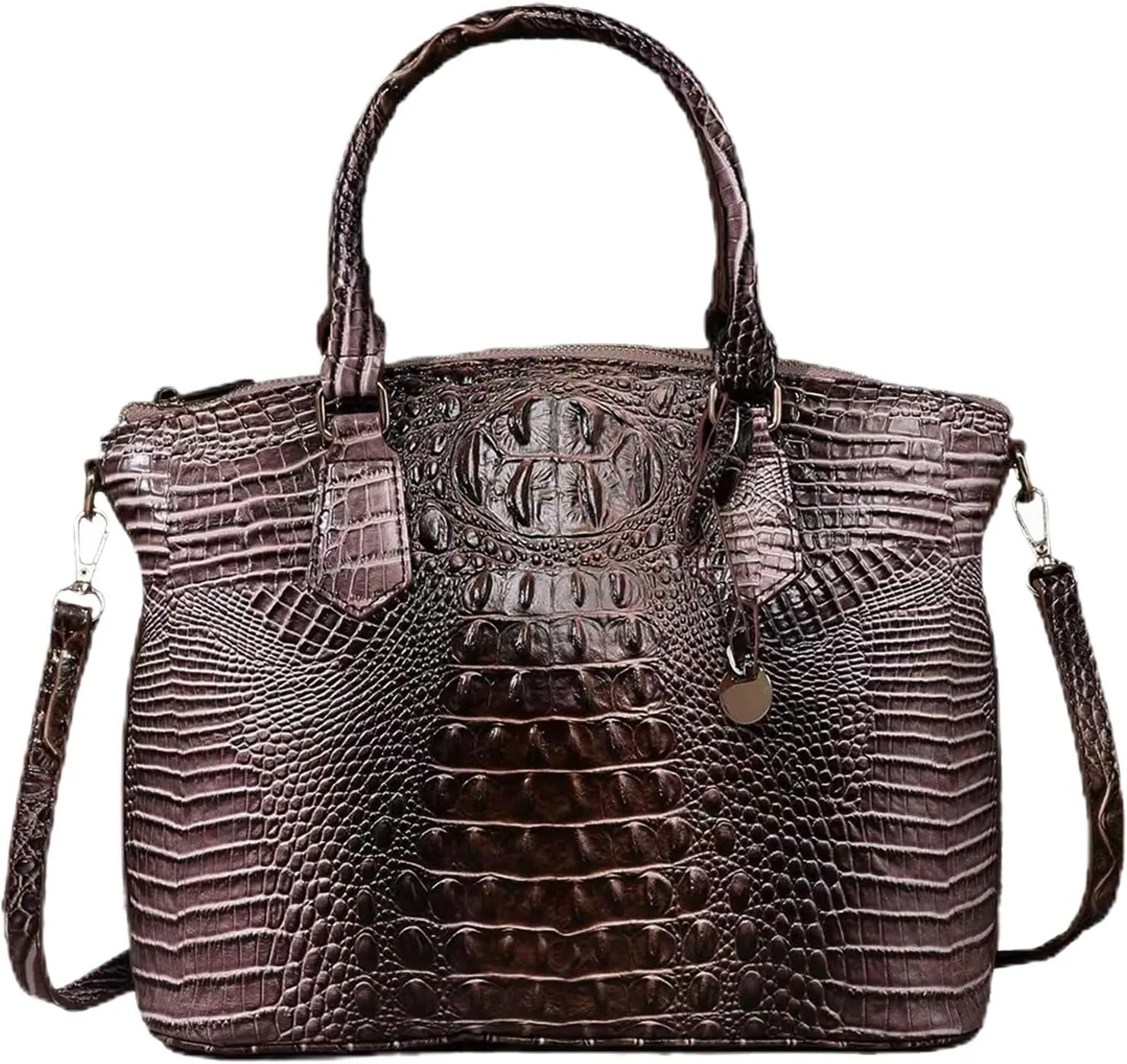 Women Purse Vegan Leather Crocodile-Embossed Pattern With Removable Shoulder Strap Top Handle Large Shoulder Bags