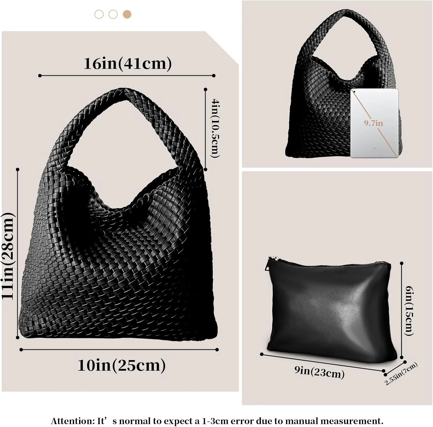 Woven Bag for Women, Vegan Leather Tote Bag Large Summer Beach Travel Handbag and Purse Retro Handmade Shoulder Bag
